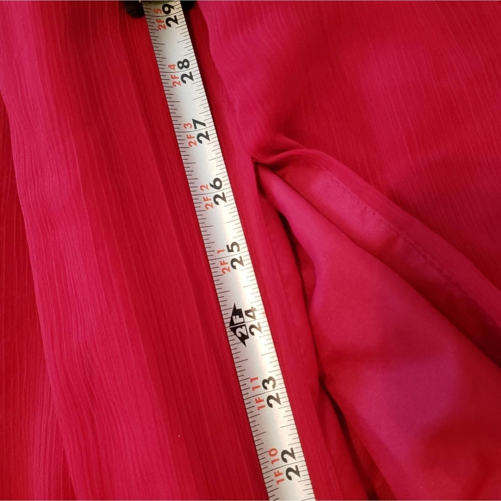 Davids Bridal NWT long one shoulder crinkle chiffon bridesmaid dress apple red 6 - Picture 8 of 10